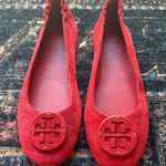Tory Burch  red suede ballet round toe flats shoes minnie Photo 0