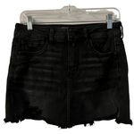 American Eagle  Black Distressed Frayed Denim Mini Skirt Size 4 Regular Grunge Photo 0