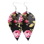 Boutique Boho Floral Vegan Leather Statement Earrings Photo 3