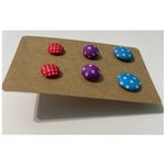 None Fabric Covered Button Earring Stud Set Polka Dot Photo 1