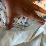 American Eagle American Eagle White Blue Ditsy Floral Linen Cotton Tie Back Cutout Mini Dress Photo 7