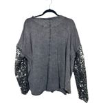 Free People Celine Gray Long Sleeve Sequin Oversized Sheer Grunge Concert Small Photo 2