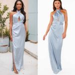 Show Me Your Mumu Adele Halter Maxi dress luxe satin blue XXS Photo 1