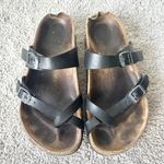 Birkenstock  Mayari Birkibuc Slide On Sandel Black Leather Strap Comfort Support Photo 1