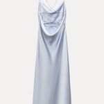 ZARA  dress wedding maxi slip midi satin effect baby blue coctail party date coctail Photo 10