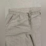 L.L.Bean Women’s Tan White Striped Premium Linen Pull-On Pants - Size 12/Large Photo 2
