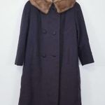 Vintage Michel Daniels France Fur Collar Coat Size L Photo 0