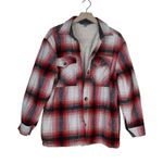 Simply Southern Women's S Red Plaid Sherpa Shacket Jacket Photo 0