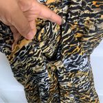 Saloni puff sleeves lea silk ink tiger mini wrap‎ dress size 4 mob wife Yellow Photo 9