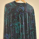 Tiana Black Purple Goth Paisley Velvet Shift Dress Long Sleeve XL Whimsigoth Size 16 Photo 1