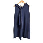 Tuckernuck  Navy Blythe Blue Sleeveless Ruffle Neck Tie Back Shift Dress XL Photo 6