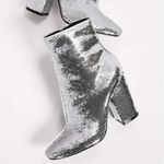 Kendall + Kylie Metallic Silver Sequined Haedyn Block Heel Ankle Boots 6.5 Photo 1