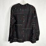 Laura Ashley  Size Large Top Beaded Silk Black Embroidered Button Up Blouse 1488‎ Photo 1