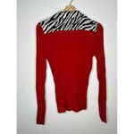 Vintage Y2K Fontana Red Ribbed Knit Double Zip Satin Zebra Print Trim Sweater M Size M Photo 4