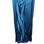 De La Vali Gin Ruched Maxi Dress in Blue Size UK 8 US 4 Long Sleeve Satin NWT Photo 4