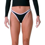 Fabletics  Coastline Swim Black Bikini Bottoms White Trim Cheeky Fit Size Large Photo 0