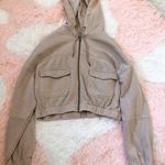 Altar'd State Beige Cropped Zip-Up Hoodie Photo 0