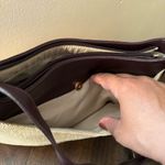 Etienne Aigner  Beige Woven & Dark Burgundy‎ Trim Five-Compartment Shoulder Bag Photo 4