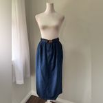NWT Vintage ‘80s Khaki Roberts California Dark Denim Belted Midi Skirt Blue Size M Photo 2