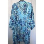 In Bloom By Jonquil Short Robe Womens Size 1X Aqua Blue Paisley Belted Photo 6