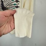 Unique Vintage  Size Medium Cream Sweater Peter Pan Collar Sequined Peacock Retro Photo 4