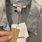 Sabina Musayev Opaline Top Womens Small Smoked Aqua Satin Ruffle Blouse Shirt Blue Photo 2