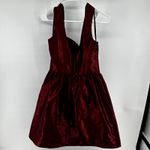 Amsale A Line Bridesmaid Mini Dress Satin V Neck Prom Pintucked Garnet 10 NWT Red Photo 7