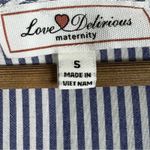 Love Delirious Maternity Maxi Dress Size S Blue Striped Tie Waist Ruffle Coastal Photo 5