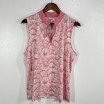 Tommy Bahama  Golf Sleeveless XL‎ Coral White Zip Mock Neck Tropical Shell Print Photo 1