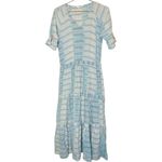 WARM Latitude Blue & White Short Sleeves Tie at Waist Flowy Maxi Dress Size M Size M Photo 4
