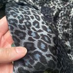 Fashion Bug Vintage shiny blue leopard print button down gathered blouse, 18/20 Photo 3