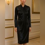 Love moschino  Satin Long Sleeve Shirt Dress in Black Photo 8
