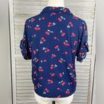 Love Note LOVE NOTES Button Front Short Sleeve Shirt Tie Waist Navy/Cherries Print-Medium Photo 2