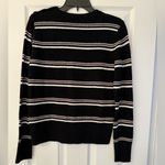 Equipment  Striped Long Sleeve Button Shoulder Women’s Black Sweater Size Small Photo 2