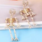 New Halloween Skeleton Fashion Earrings Gold Photo 0