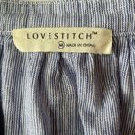 Lovestitch  Chambray Embroidered Floral Pintuck  Women's Blue Button-Up Top Photo 5