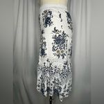 Source Unknown Made in Italy White Eyelet Floral Tiered Midi Skirt Elastic Waist (1118) Photo 2