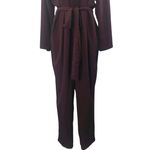 Gap Women's Brown V-neck Long Bell Sleeve V-neck Belted Tapered Jumpsuit Size 16 Photo 3