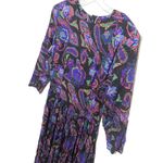 Vintage Pier 1 Passports Paisley Maxi Dress Women S Dark Academia Pleated Grunge Purple Photo 2