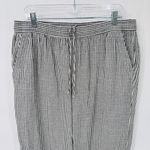 Old Navy  Beachy Lightweight Wide Leg‎ Linen Pants Womens Large Gray White Stripe Photo 1
