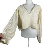 Free People Lacey Ivory Hoodie Crop Top Pullover Crochet Lace Boho Size Small Photo 0