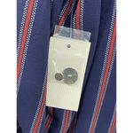 Workshop The  Women's Blouse Tunic Roll Tab Sleeve Blue Striped V Neck Sz Medium Photo 3