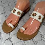 Mystique Boutique  White Tan Sandals with Gold Accents size 8 Photo 7