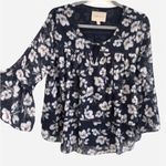 Anthropologie  Moon River Izelea Blouse Floral Medium M Navy White Photo 1