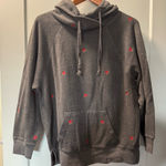 PINK - Victoria's Secret Victorias Secret PINK Grey‎ Fleece Embroidered Floral Rose Hoodie Sweatshirt S Photo 0