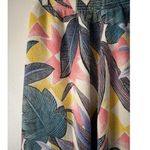 Folio By Fire Islander Woman Flax Blend Tropical Floral Pull On Midi Skirt Sz 12 Blue Photo 1