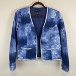Mango  Quilted Beaded Long Sleeve‎ Short Jacket Blue Size Large Photo 1