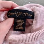 Coco and Shay Houndstooth Pink White Turtleneck Sweater Cut Out Back XS Photo 4