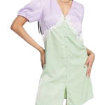 Vila Satin Mini Dress with Button Front in Green/Purple, Size EU 34/US 2​​​ Purple Photo 0