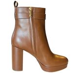 Michael Kors NEW Parker LEATHER PLATFORM BOOT Women's 9.5 Luggage Brown Bootie Photo 1